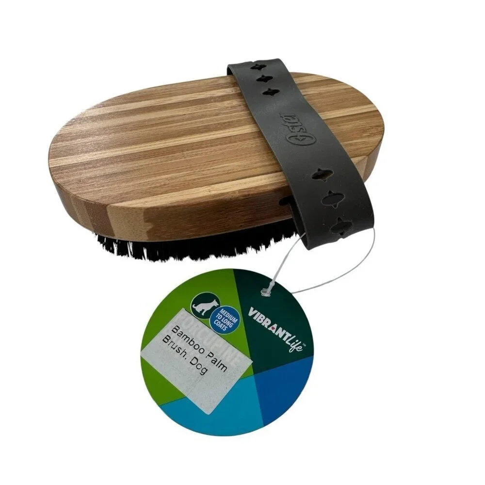 NWT Oster Dog Brush Vibrant Life Bamboo Palm Grip for Medium & Long Coats